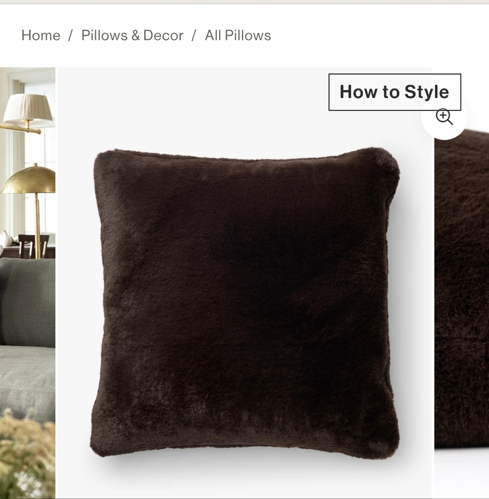 McGEE & CO. Faux Fur Pillow Cover 24x24 New
